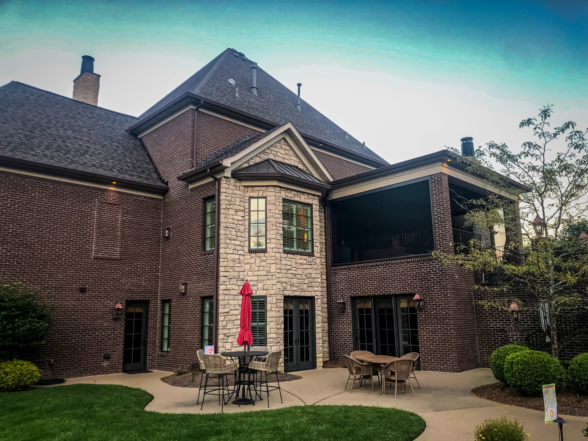 Rear patio and exterior of residence